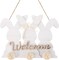 Easter Bunny Welcome Door Sign Easter Wooden Door Decor Bunny Wreath Hanging Plaque Farmhouse Home Front Porch Rabbit Sign with Bow for Shop Home Garden Spring Decor(Natural Color)